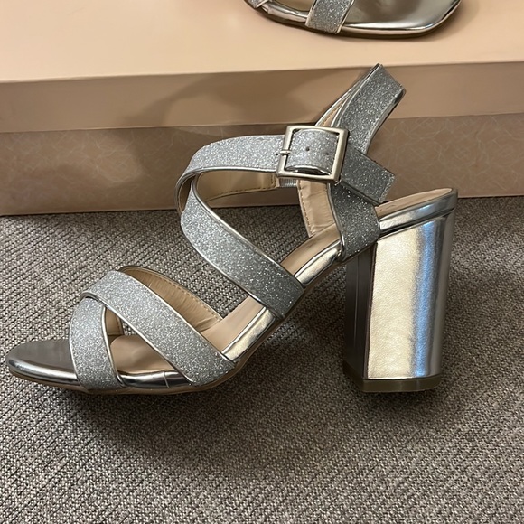 Paradox London Silver Glitter Heels - Picture 3 of 3